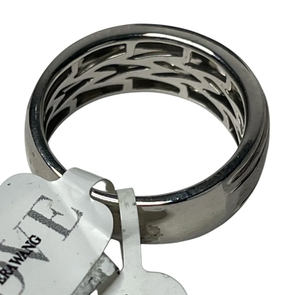 Vera Wang Men's 1/20 CT. T.W. Diamond Four Stone Wedding Band in 14K White Gold - Picture 10 of 14